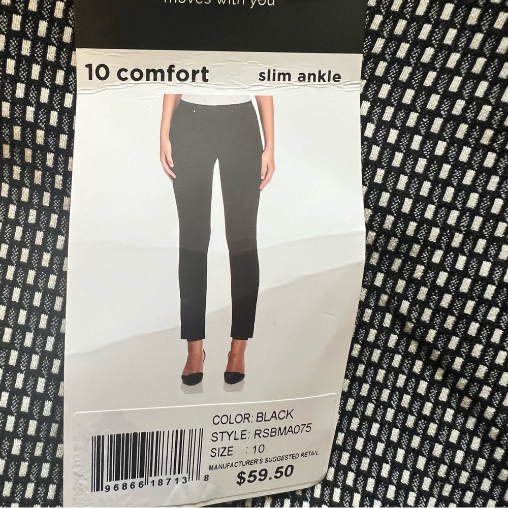 Women’s RAFAELLA Black & White Comfort Slim Ankle Length Pants Size 10